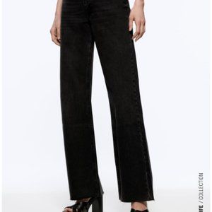 Zara 90s full length wide leg black jeans